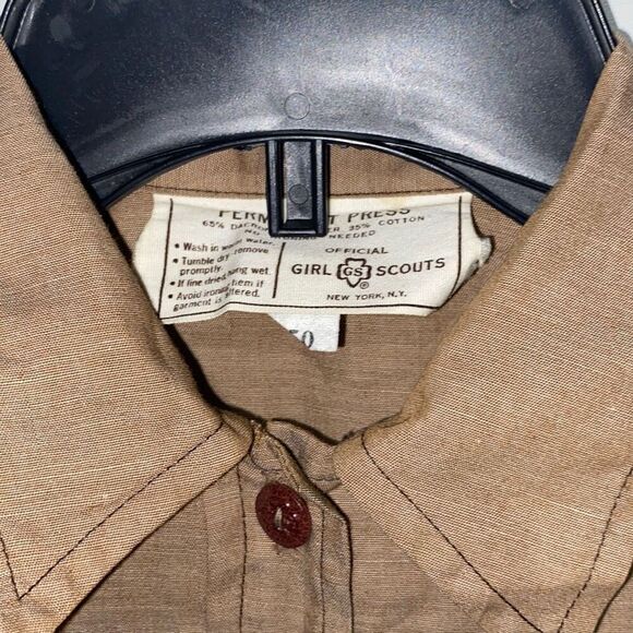 Girl Scouts of America Kid's Brown Belted Official Uniform Shirt Dress Size 7 - Picture 2 of 8